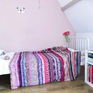 granny stripe blanket deken haken van restjes wol